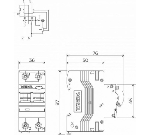 Дифференциальный автоматический выключатель 1P Werkel Дифференциальные автоматы W922P326