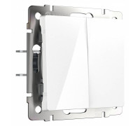 Выключатель проходной двухклавишный с самовозвратом без рамки Werkel белый матовый W1122401