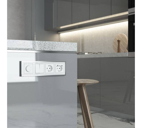 Рамка на 4 поста Werkel Baguette белый/серебро W0042850