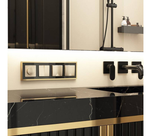 Рамка на 4 поста Werkel Baguette черный/латунь W0042852