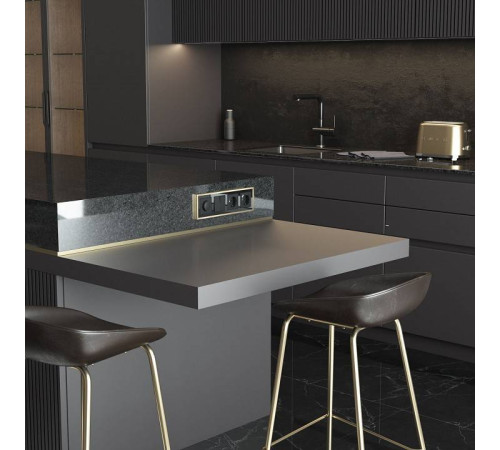 Рамка на 4 поста Werkel Baguette черный/латунь W0042852