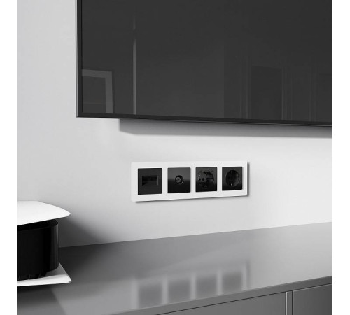 Накладка для розетки Ethernet RJ-45 Werkel Черный акрил W1191148