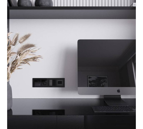 Накладка для розетки Ethernet RJ-45 Werkel Черный акрил W1191148