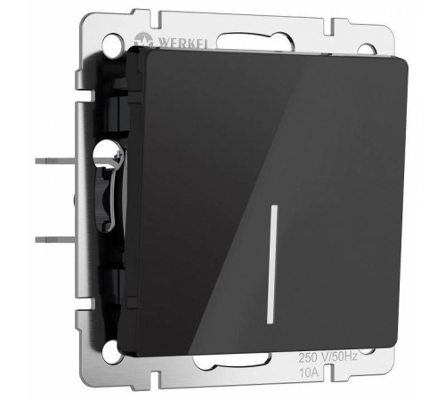 Выключатель одноклавишный с подсветкой без рамки Werkel Черный акрил W1110148