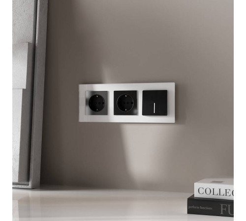 Выключатель одноклавишный с подсветкой без рамки Werkel Черный акрил W1110148