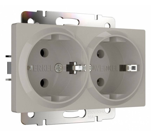 Розетка двойная с заземлением, без рамки Werkel дымчатый W1272004