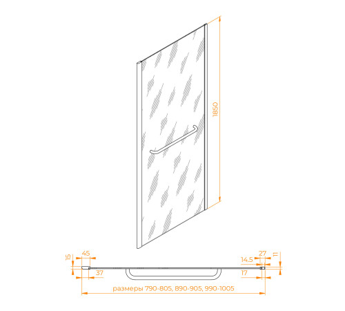 Боковая панель RGW Z-060-1B 1000х1850 мм черный профиль 352206100-14