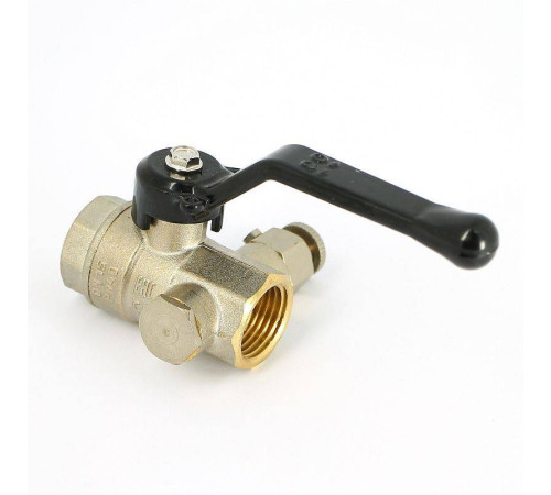 Кран шаровой LD Pride 44.345.15 с дренажным вентилем 1/2 ВР/ВР рычаг 44.345.15