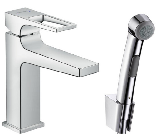 Смеситель для раковины hansgrohe Metropol 177 мм с гигиеническим душем 74522000