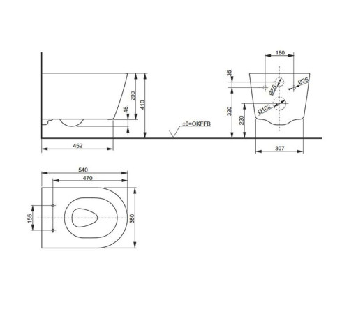 Унитаз подвесной TOTO RP с сиденьем TC513F 54х38х33 см белый CW552RY#XW/TC513F