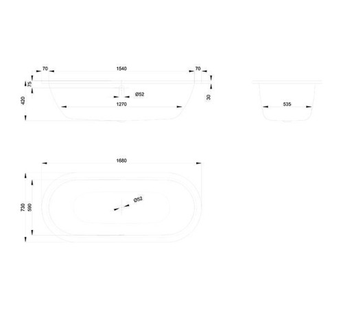 Ванна встраиваемая Bette Starlet Flair Oval 168х73х42 см белая 8773-000