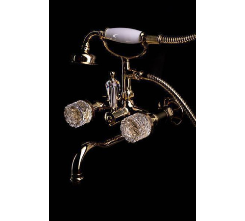 Смеситель для ванны с душевым комплектом Boheme Crystal золото 293-CRST