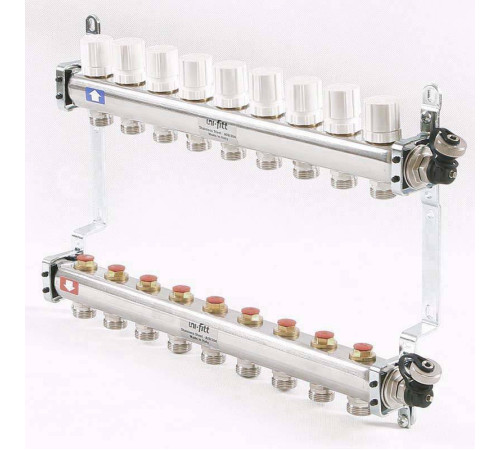 Коллекторная группа из нержавеющей стали Uni-Fitt 315S с регулировочными и термостатическими вентилями 1 x 3/4 EK 9 выходов 451I4309