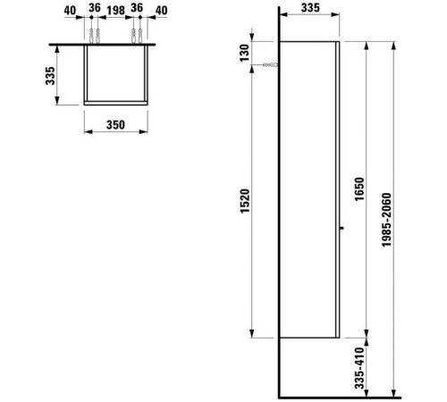 Шкаф-пенал подвесной Laufen Palace 35x33.5x165 см 1 дверь петли справа антрацитовый дуб 4.0202.2.075.548.1