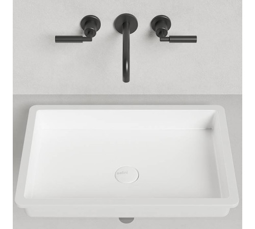 Раковина врезная снизу Salini Marea 60х40х12.8 см с переливом S-Stone белый матовый 1802214M