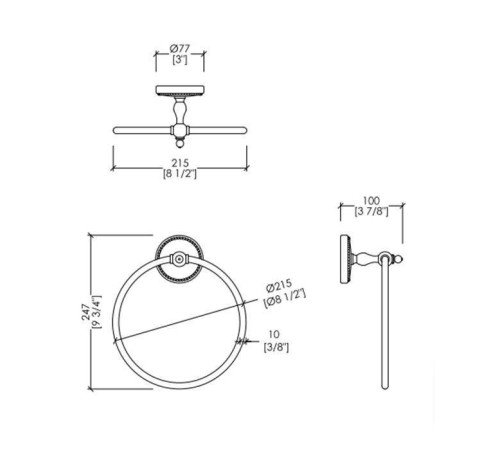 Полотенцедержатель-кольцо подвесной Devon&Devon Dorothy 21.5 см светлое золото/белый DOR407OT