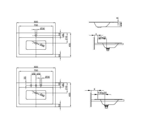 Раковина встраиваемая сверху Bette Loft 80х49.5х10 см стальная A230-000