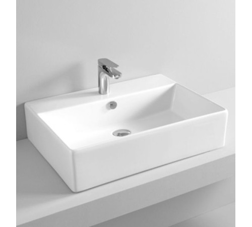 Раковина накладная/подвесная Artceram QUADRO 650х480 мм с отверстием под смеситель с переливом белый глянцевый QUL003 01 00