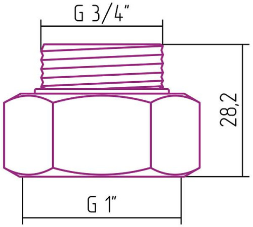 Комплект фитингов прямой Стилье G 1 НГ х G 3/4 НР 2 шт 02100-1034