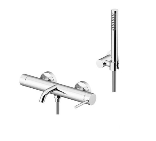 Смеситель для ванны настенный Gattoni Circle Two излив 146 мм с ручной лейкой хром 9100/91C0