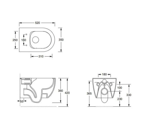 Унитаз подвесной Alice Unica 52х35 см безободковый с сиденьем микролифт 32254101SET