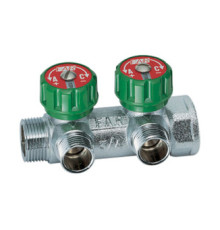 Коллектор латунный хромированный FAR 3/4 ВР-НР 2 отвода 1/2 HP EU плоское уплотнение FK38213412UN