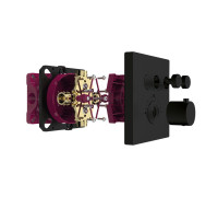 Термостат встраиваемый AQUAMERIT на 2 потребителя черный матовый AQM8801MB