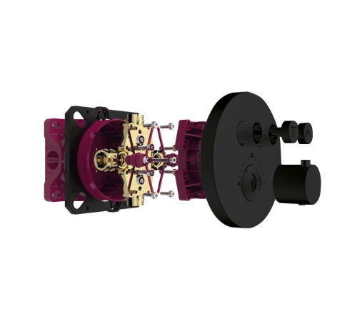 Термостат встраиваемый AQUAMERIT на 2 потребителя черный матовый AQM8802MB