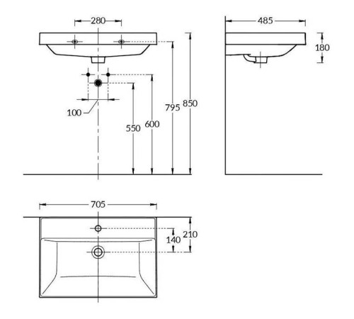 Раковина подвесная Kerama Marazzi Cubo 70.5х48.5 см белый глянцевый CU.wb.70