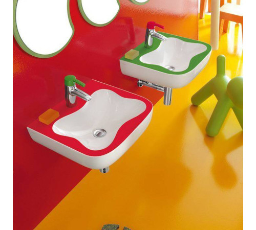 Раковина подвесная Laufen Florakids 45х41х14 см 1 отверстие бело-зеленая 8.1503.1.072.104.1