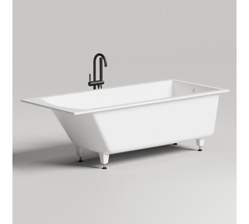 Ванна встраиваемая Salini Cascata KIT 170.6х75.1х60 см с сифоном и ножками S-Sense белый глянцевый 104813G
