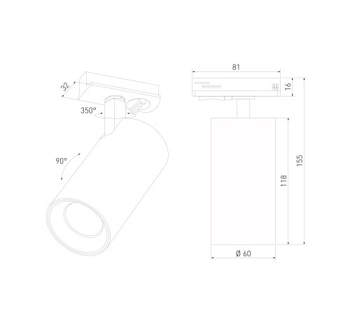 Basic System Comel Трековый поворотный светильник 10W 4200K черный 85210/01