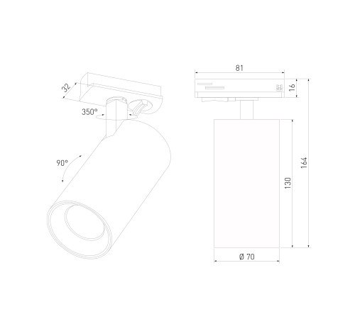 Basic System Comel Трековый поворотный светильник 18W 4200K черный однофазный 85211/01