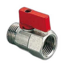 Кран шаровой мини Tiemme 1/2х1/2 НВ с красной ручкой 2940006