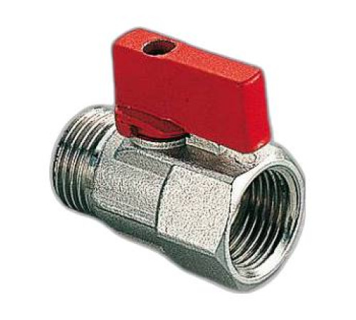 Кран шаровой мини Tiemme 1/2х1/2 НВ с красной ручкой 2940006