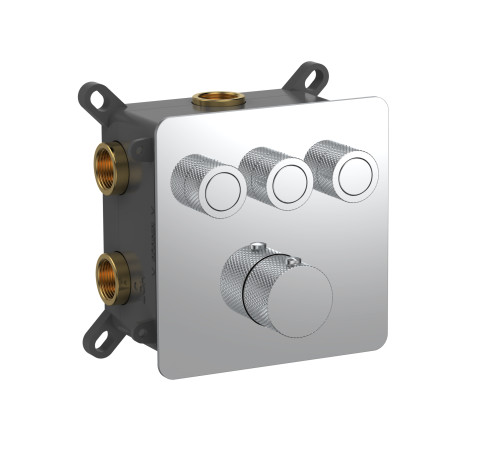 Термостат встраиваемый AquaMoon на 3 потребителя с внутренней частью хром AQM8812CR