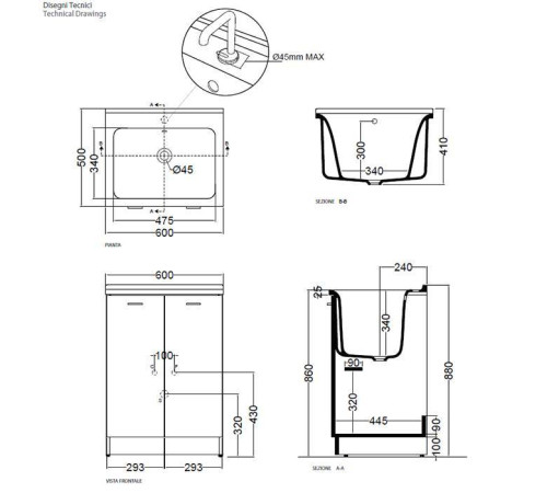 Раковина Kerasan Aquadom 60х50 см без отверстия белый 029201.0