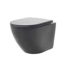 Унитаз подвесной AQUAme Rimless с сиденьем SoftClose черный матовый AQM2002MB
