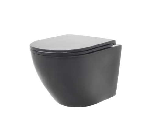 Унитаз подвесной AQUAme Rimless с сиденьем SoftClose черный матовый AQM2002MB
