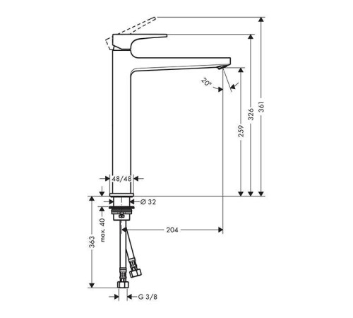 Смеситель для раковины Hansgrohe Metropol 260 с донным клапаном золото 32512990
