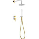 Душевой комплект Boheme Uno смеситель встраиваемый с верхним и ручным душем white/gold 464-WG