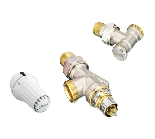 Комплект радиаторного терморегулятора Danfoss RAE RA-N UK и RLV-S угловой Ду 15 013G2205