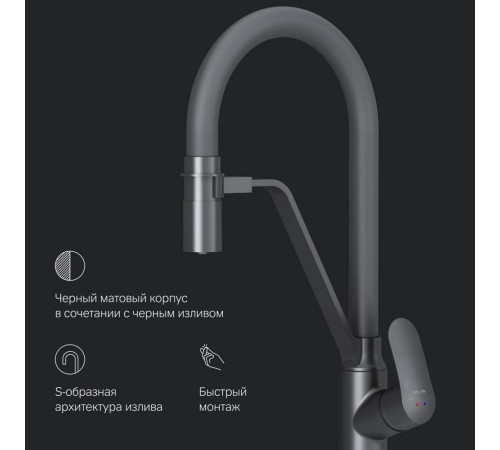 Смеситель для кухни AM.PM Like с каналом для питьевой воды и гибким изливом F8007822