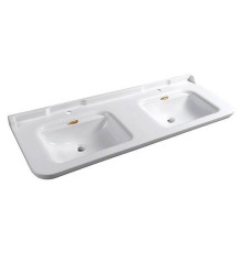 Раковина Kerasan Waldorf 150х55 см двойная 1 отверстие керамическая белый/золото 4143K1/811391oro