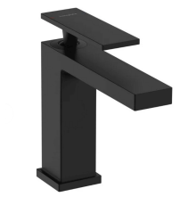 Смеситель для раковины Hansgrohe Tecturis E 110 со сливным гарнитуром чёрный матовый 73010670