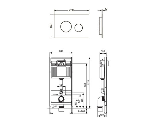 Инсталляция для унитаза TECE TECEbase с панелью смыва TECEloop белая глянцевая K440920