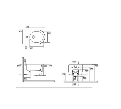 Биде подвесное Kerasan Flo 54х37 см 1 отверстие белое 312301