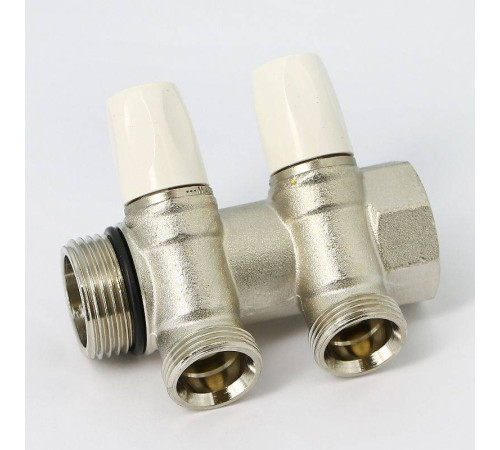 Коллектор с вентилями REHAU Rautitan MX 1х3/4 EK 2 выхода 40 мм никелированный 131644