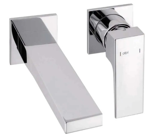 Смеситель для раковины Alpi Una18 настенный на 2 отверстия излив 187 мм хром UN19876CR/20