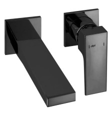 Смеситель для раковины Alpi Una18 настенный на 2 отверстия излив 200 мм matt black UN19876NE/20